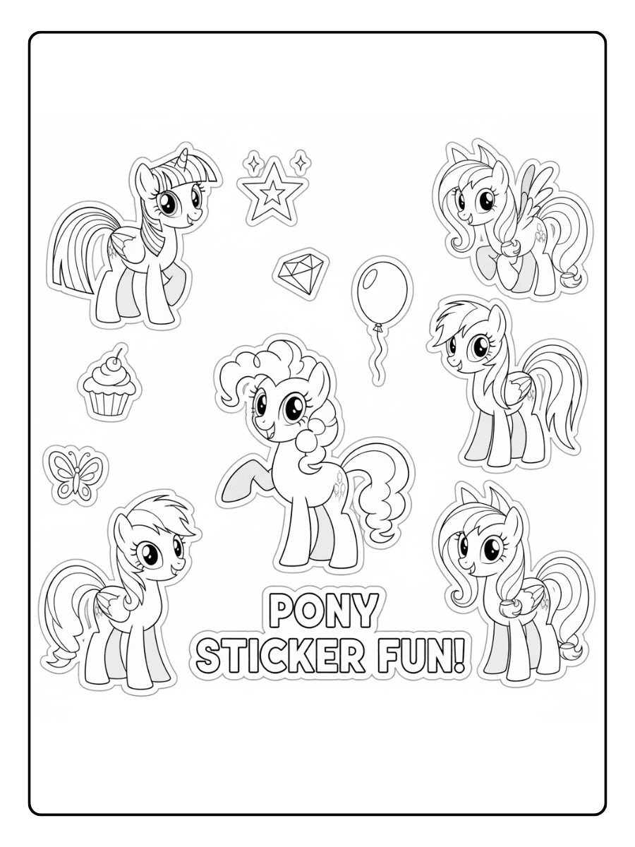 My Little Pony Coloring Pages – Pony Sticker Style