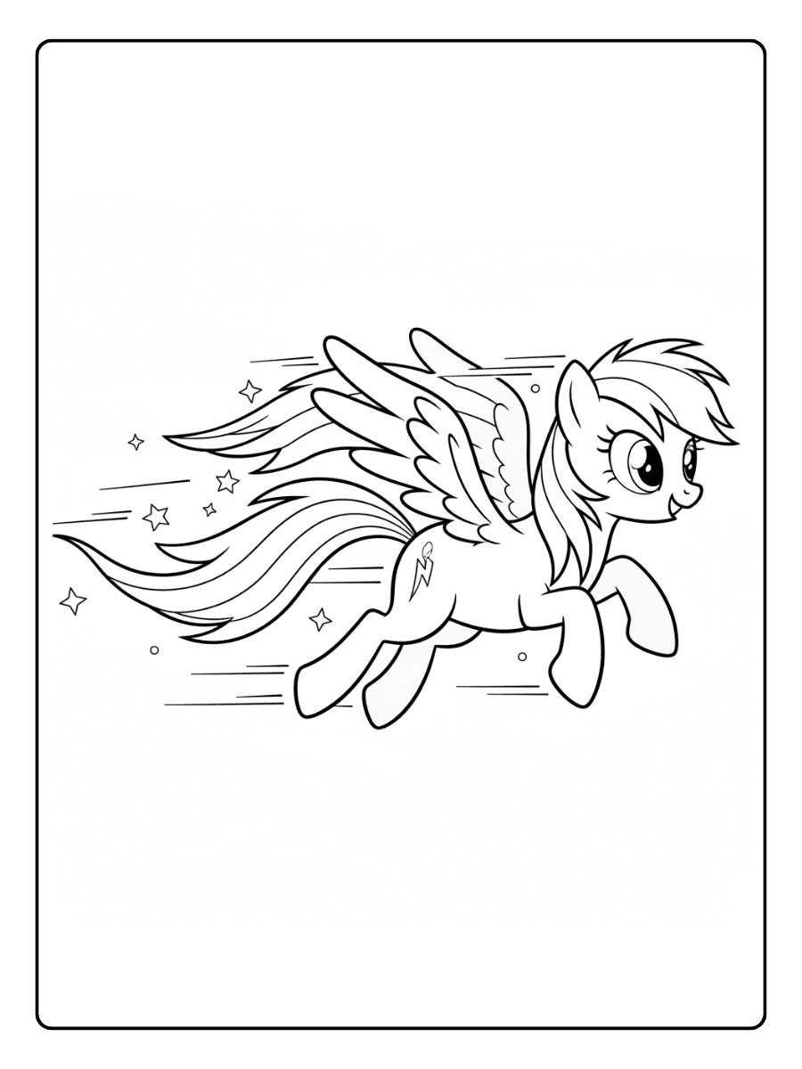 My Little Pony Coloring Pages – Rainbow Dash Flying Fast