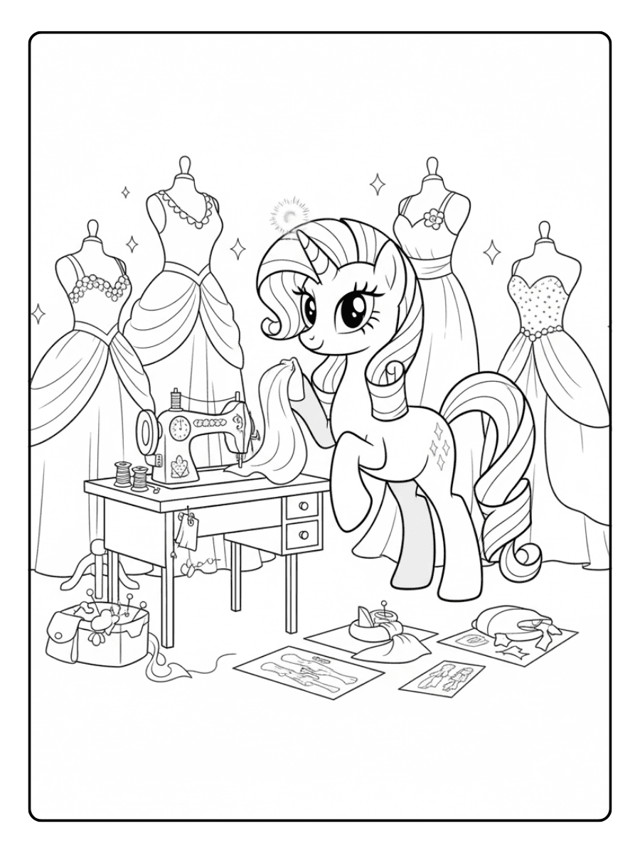 My Little Pony Coloring Pages – Rarity Fashion Designer
