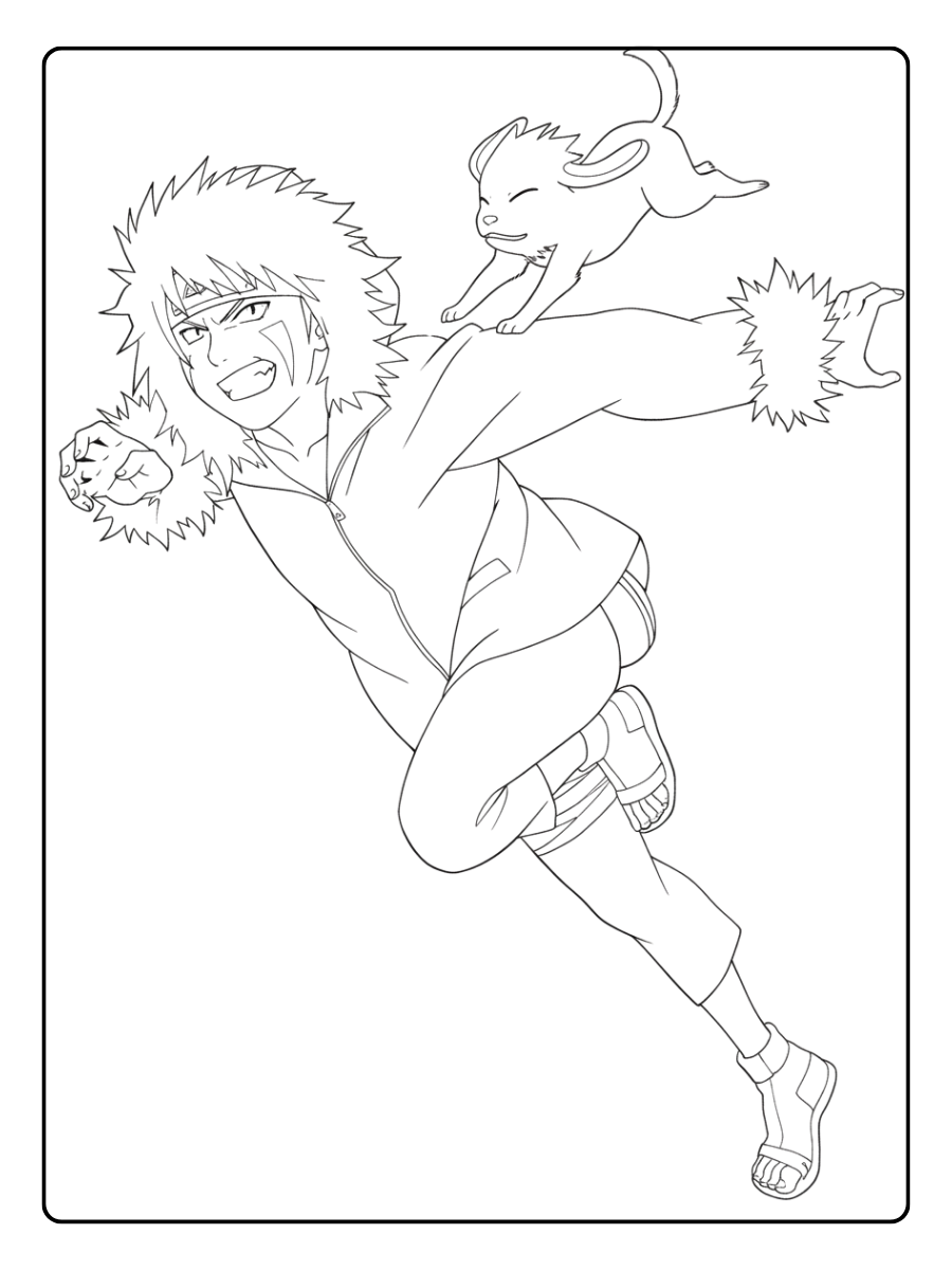 Naruto Coloring Pages – Kiba Inuzuka