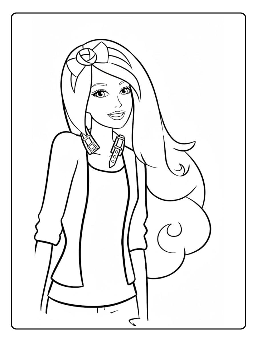 Outline Sketch of Barbie s Face for Coloring Pages