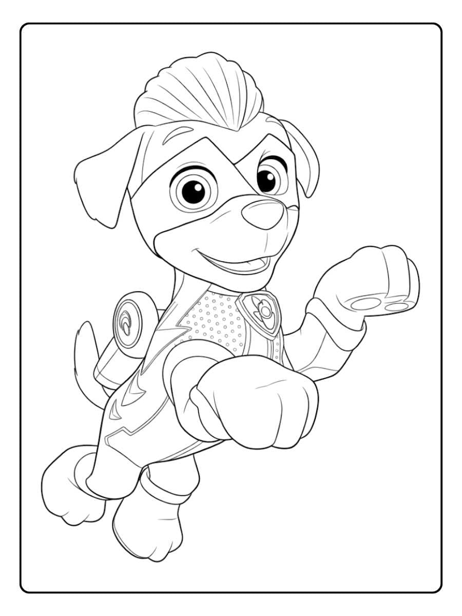 Paw Patrol Coloring Page Mighty Pup Rubble Flying High