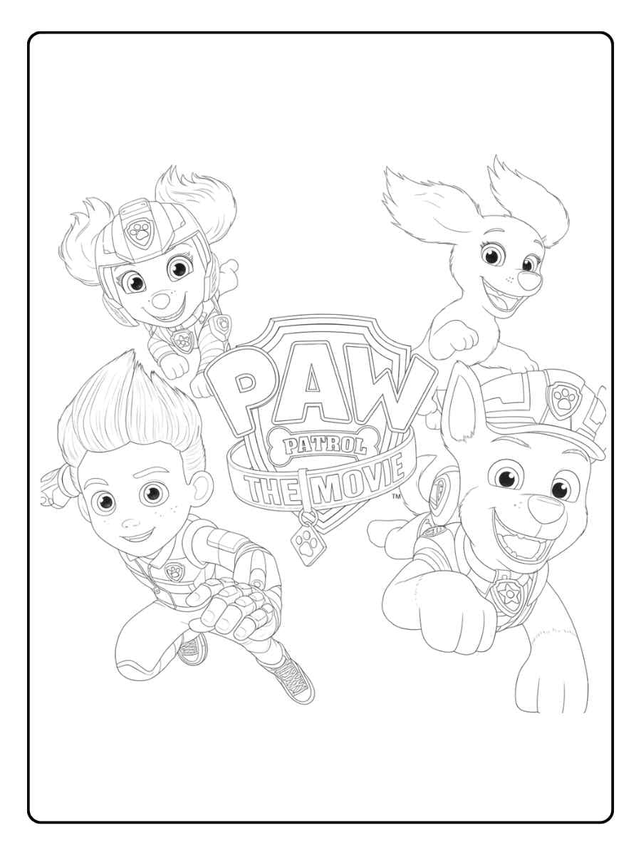 Paw Patrol Coloring Page The Movie Heroes