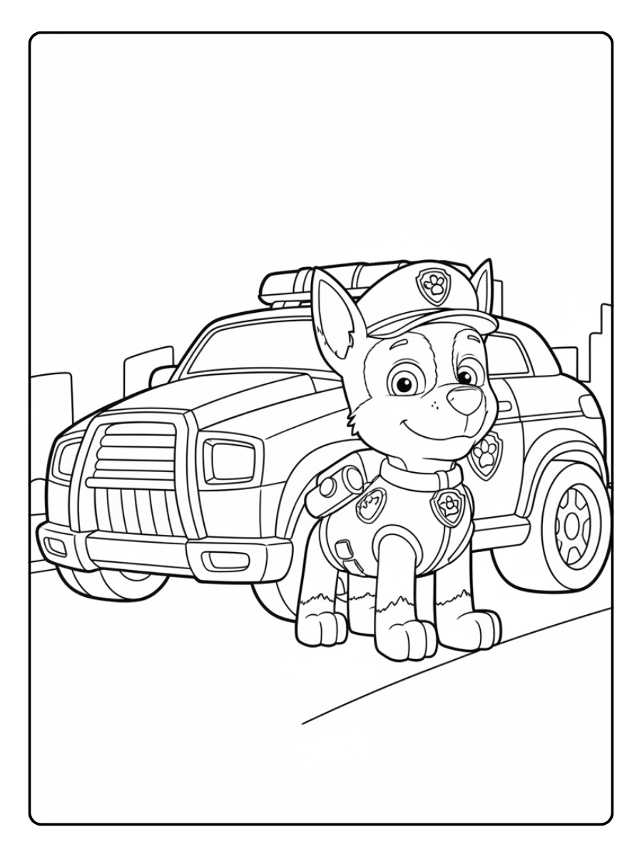 Paw Patrol Coloring Pages – Chase Police Pup
