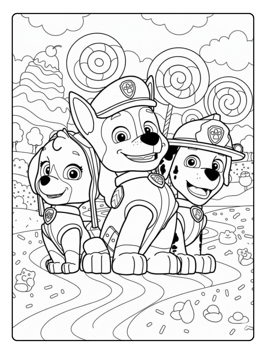 Paw Patrol Coloring Pages – Chase, Skye And Marshall