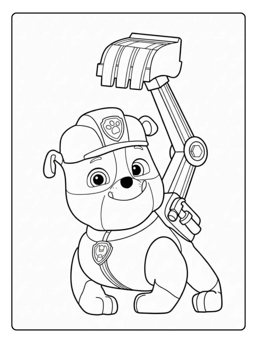 Paw Patrol Coloring Pages – Rubble Construction Pup