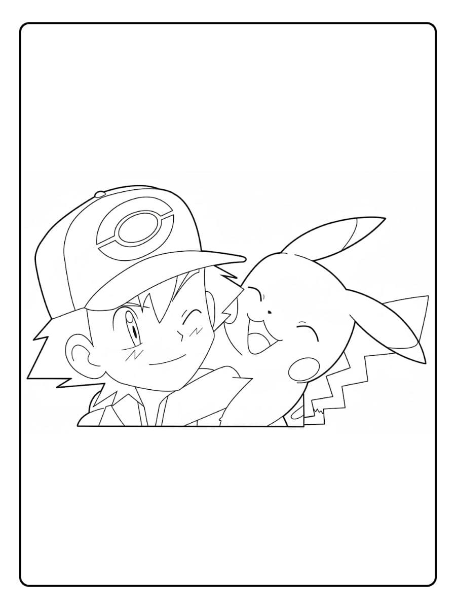 Pikachu Coloring Pages Ash and Pikachu s Friendship