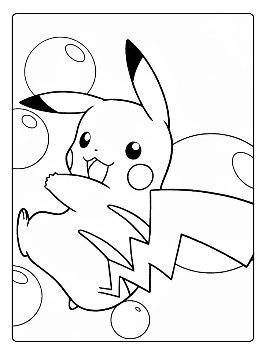 Pikachu Coloring Pages Pikachu Bubble Fun