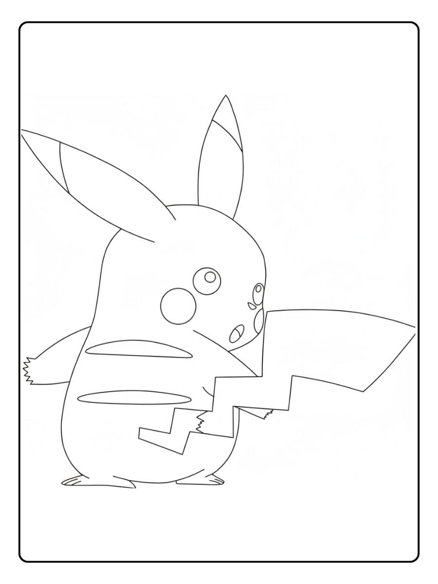 Pikachu Coloring Pages Simple Outline for Kids