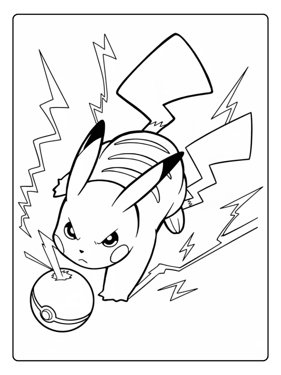 Pikachu Coloring Pages – Pikachu Electric Power