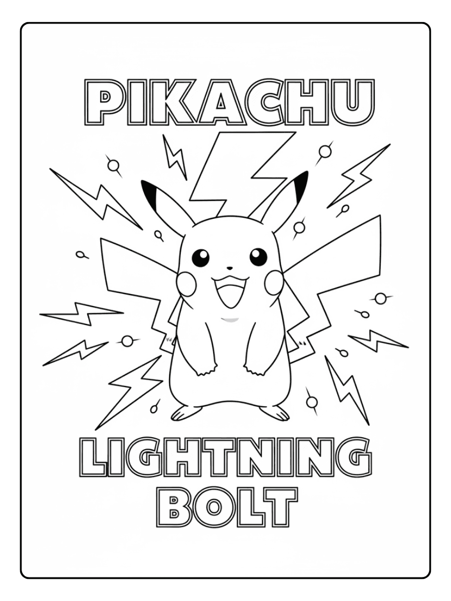 Pikachu Coloring Pages – Pikachu with Lightning Bolt