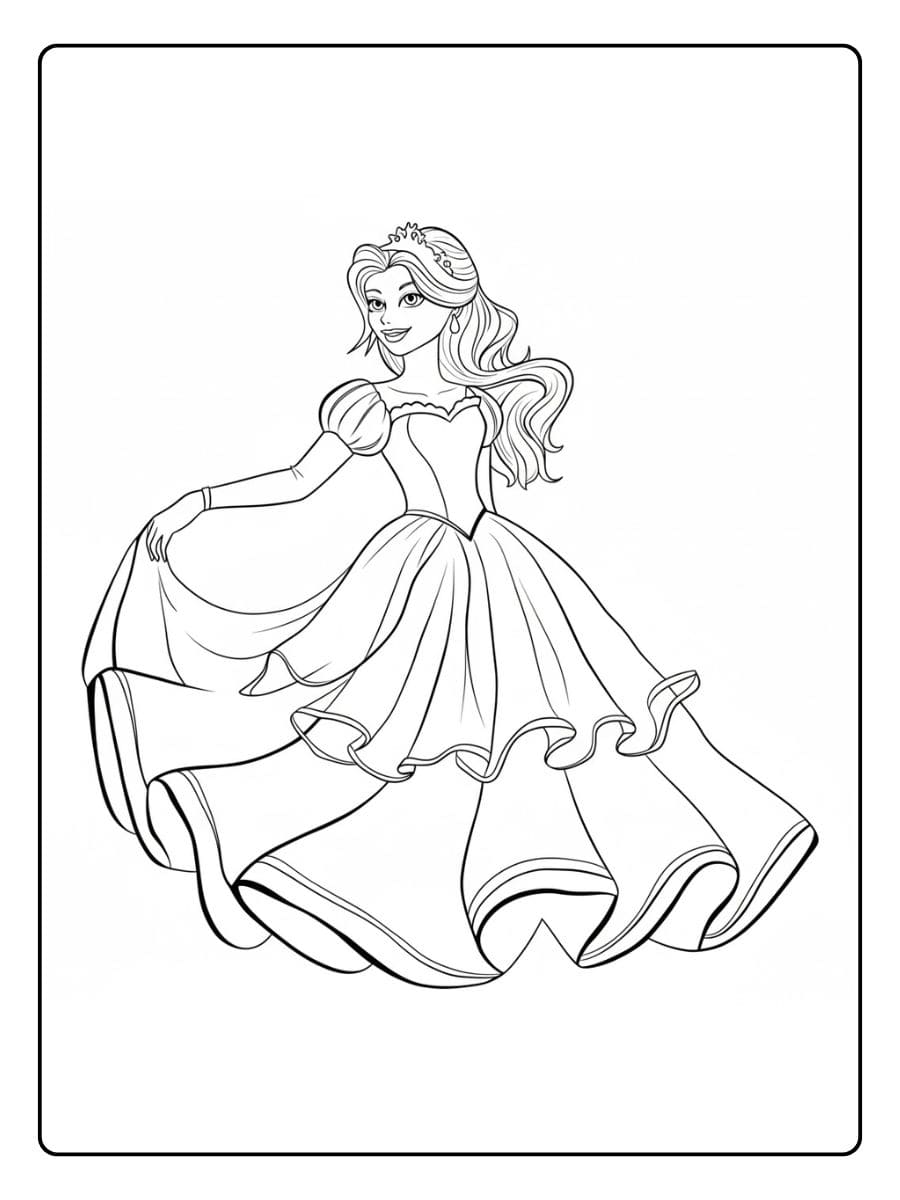 Pretty Princess with Flower Beautiful Alternative to Barbie Coloring Pages
