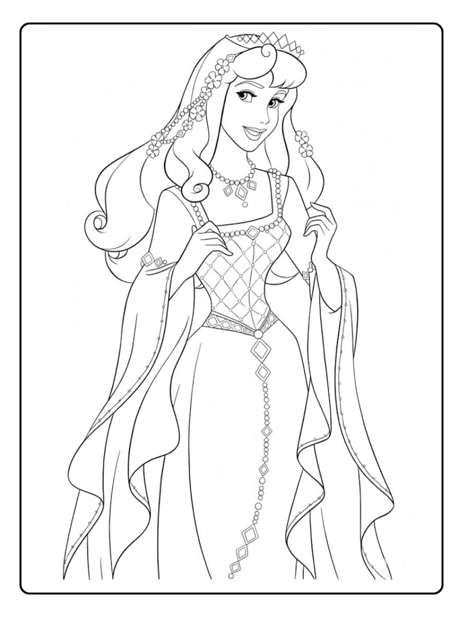 Princess Coloring Pages Long Flowing Hair Princess