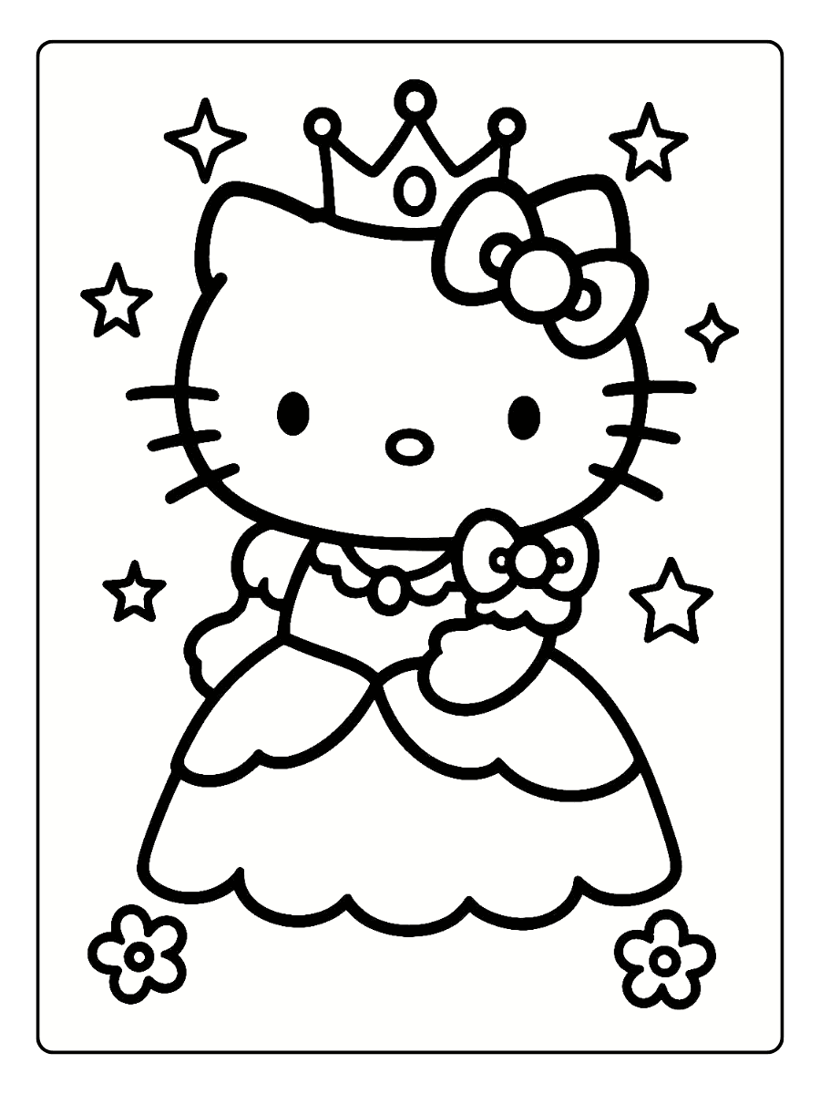 Princess Hello Kitty – Cute Hello Kitty Coloring Page