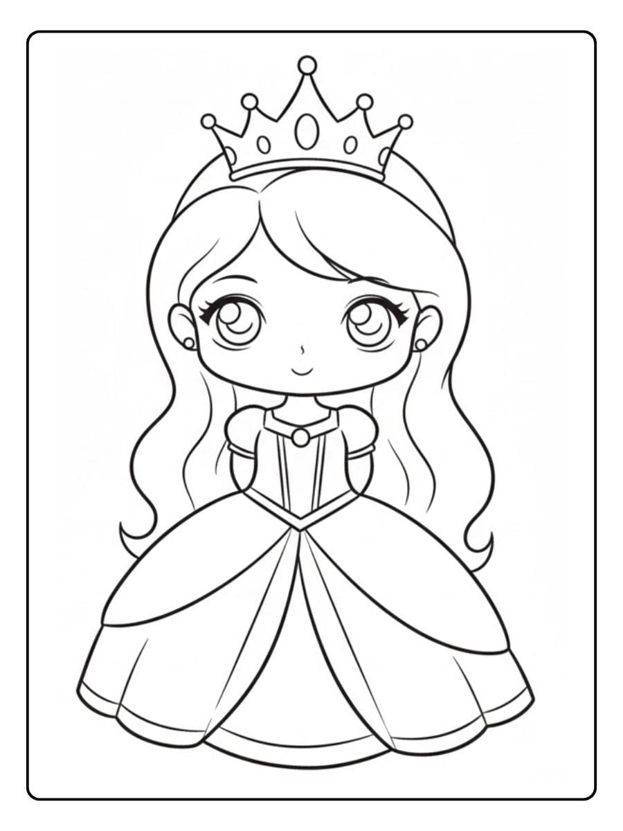 Princess with Crown Princess Coloring Pages Outline