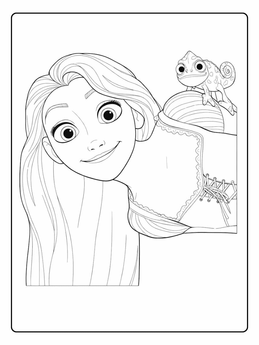 Rapunzel Coloring Page in Her Princess Gown