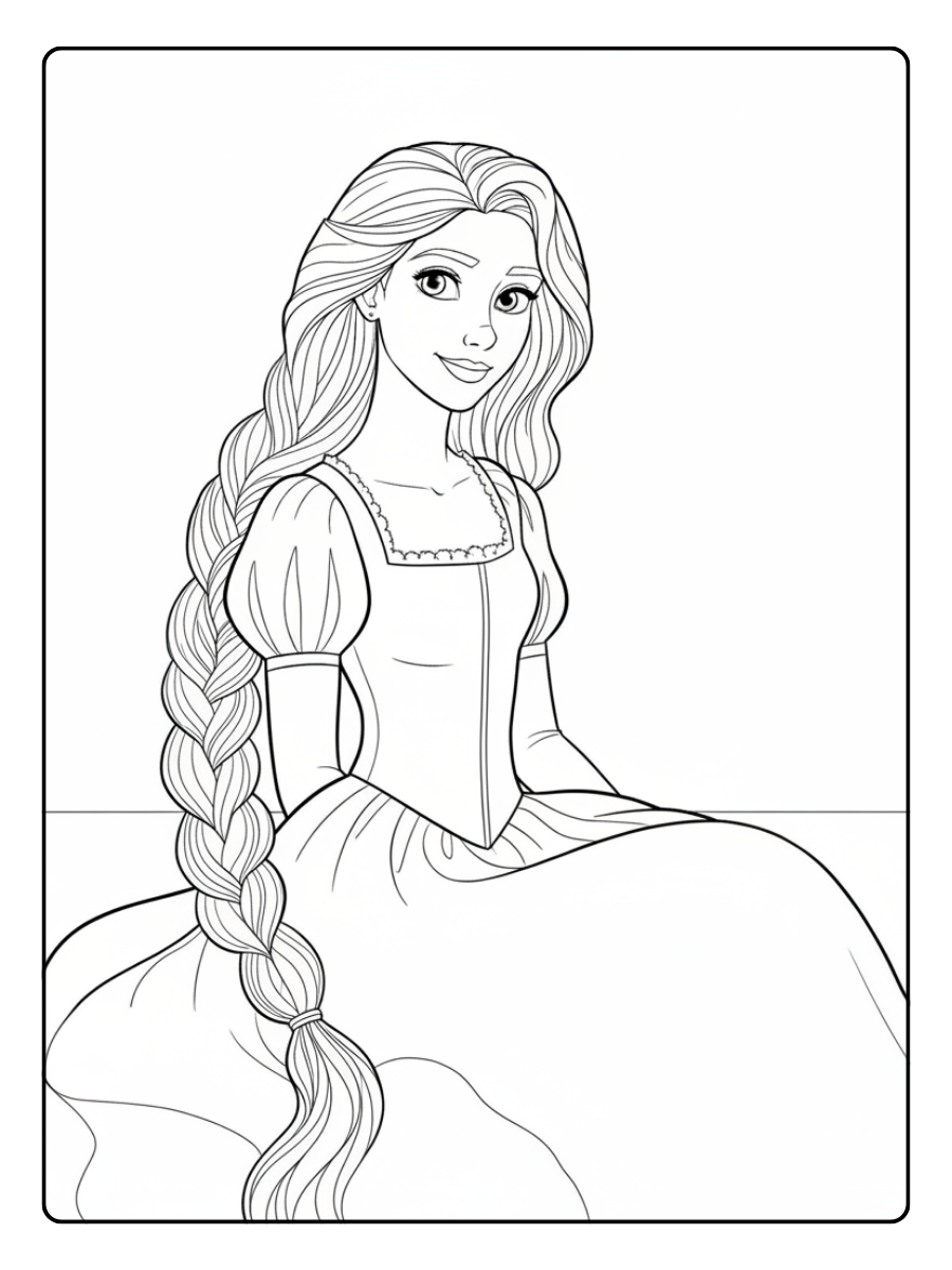 Rapunzel Coloring Pages – Rapunzel Braided Hair