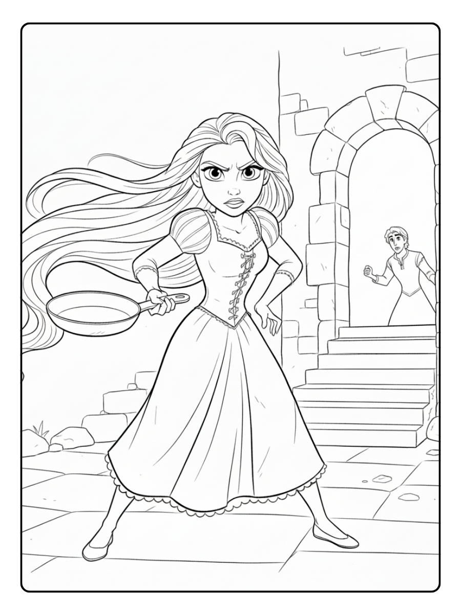 Rapunzel Coloring Pages – Rapunzel Brave Moment