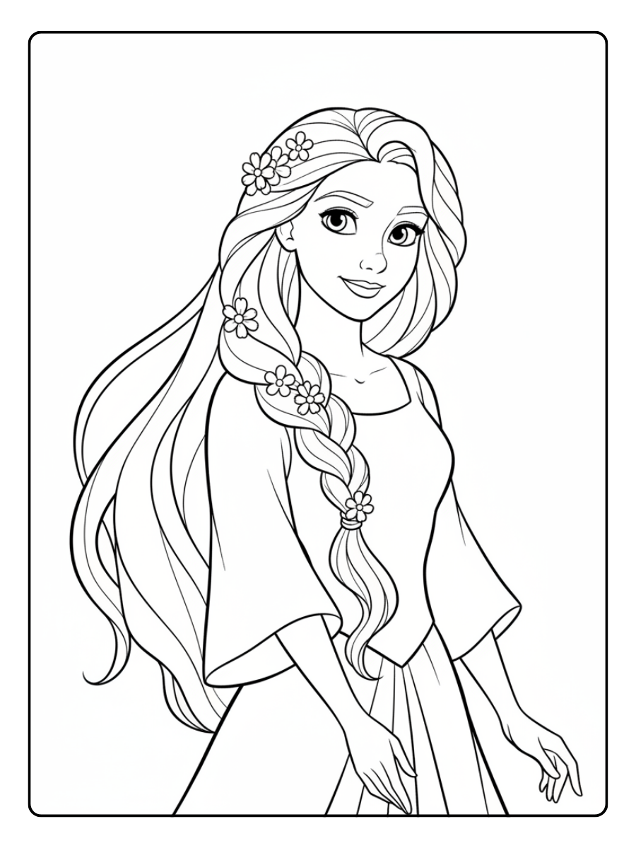 Rapunzel Coloring Pages – Rapunzel Elegant Smile