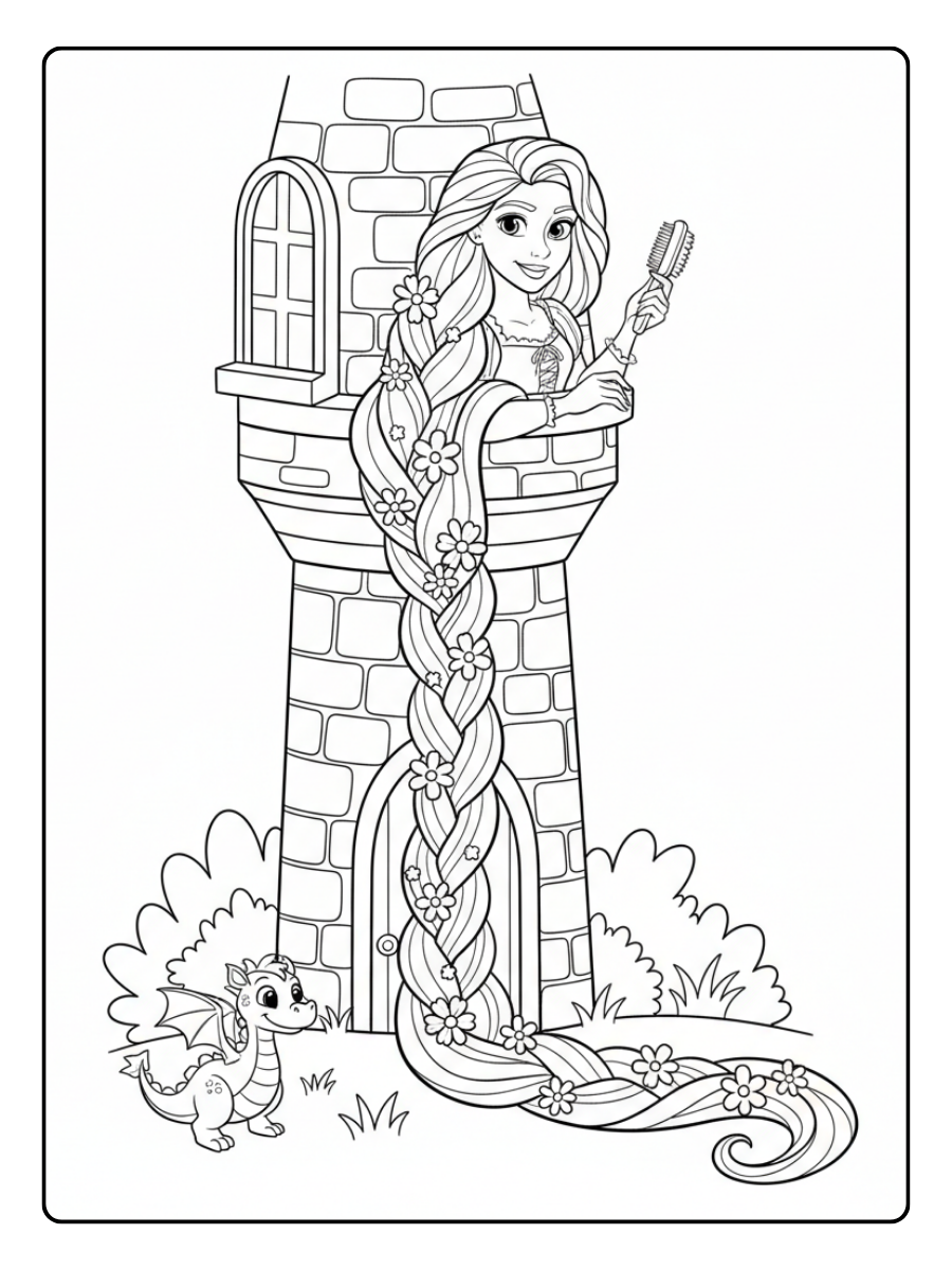 Rapunzel Coloring Pages – Rapunzel Long Hair