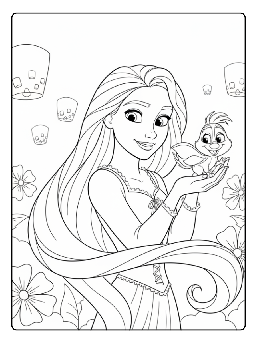 Rapunzel Coloring Pages – Rapunzel Pascal Cute