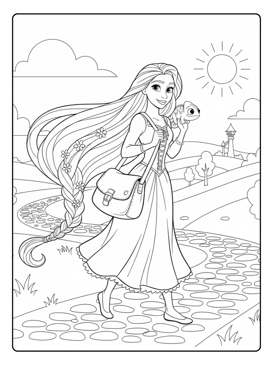 Rapunzel Coloring Pages – Rapunzel Traveling