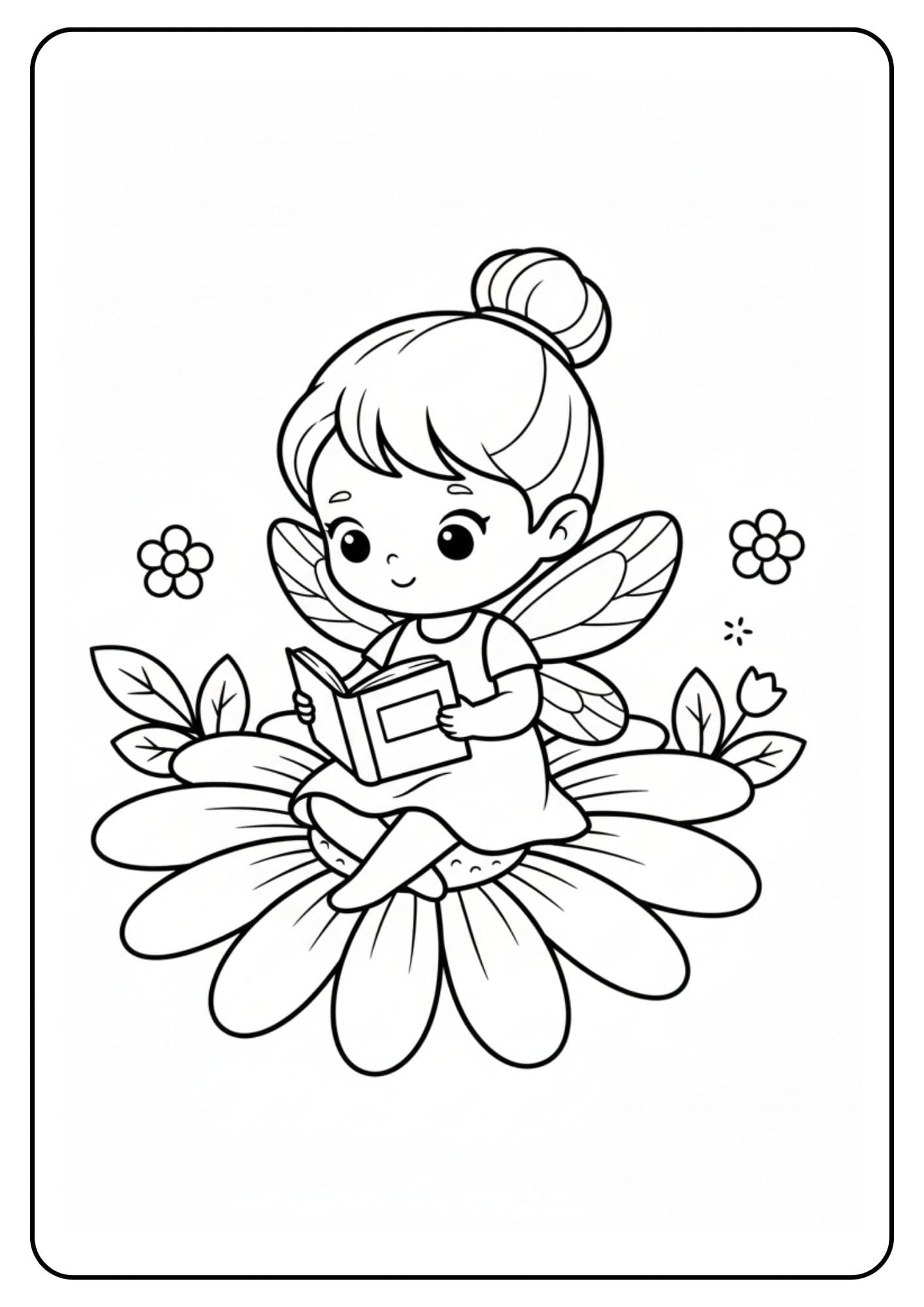 Reading Fairy Coloring Page