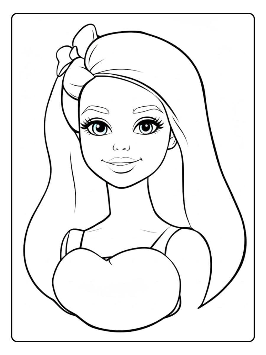Simple Barbie Outline for Coloring Pages