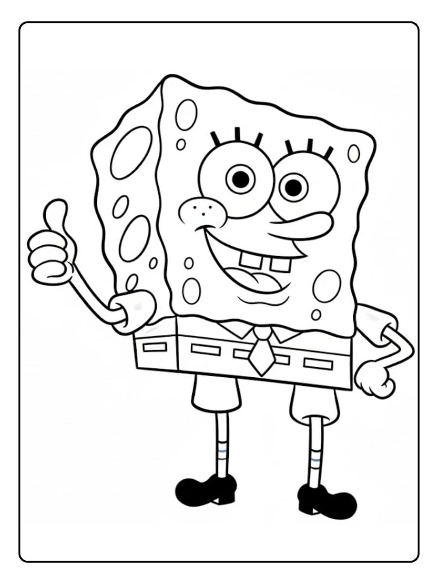 Simple Spongebob Outline for Coloring Pages