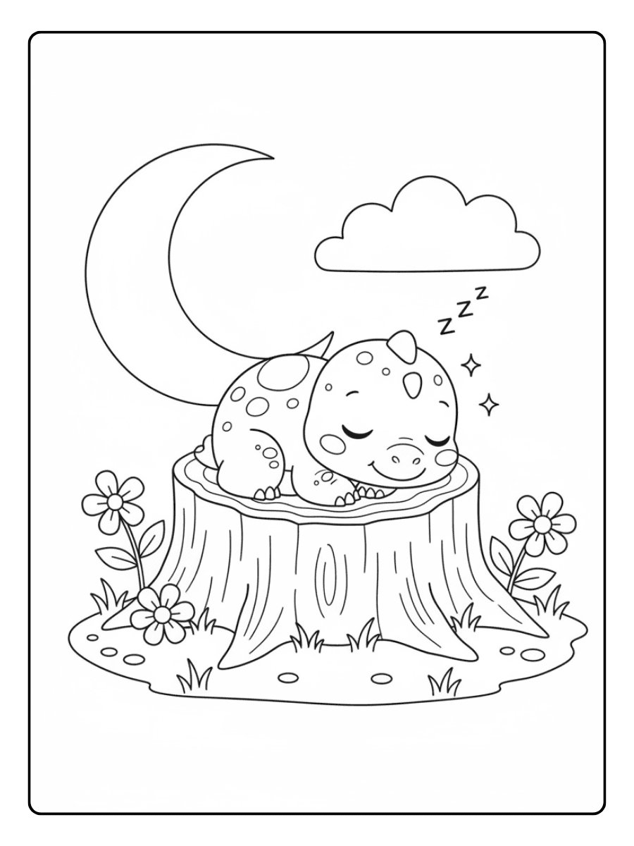Sleeping Baby Dinosaur Cute Dinosaur Coloring Pages