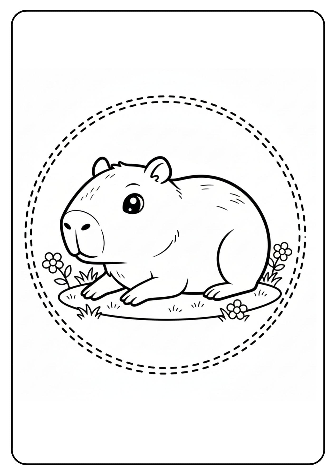 Sleeping Cute Capybara Coloring Page
