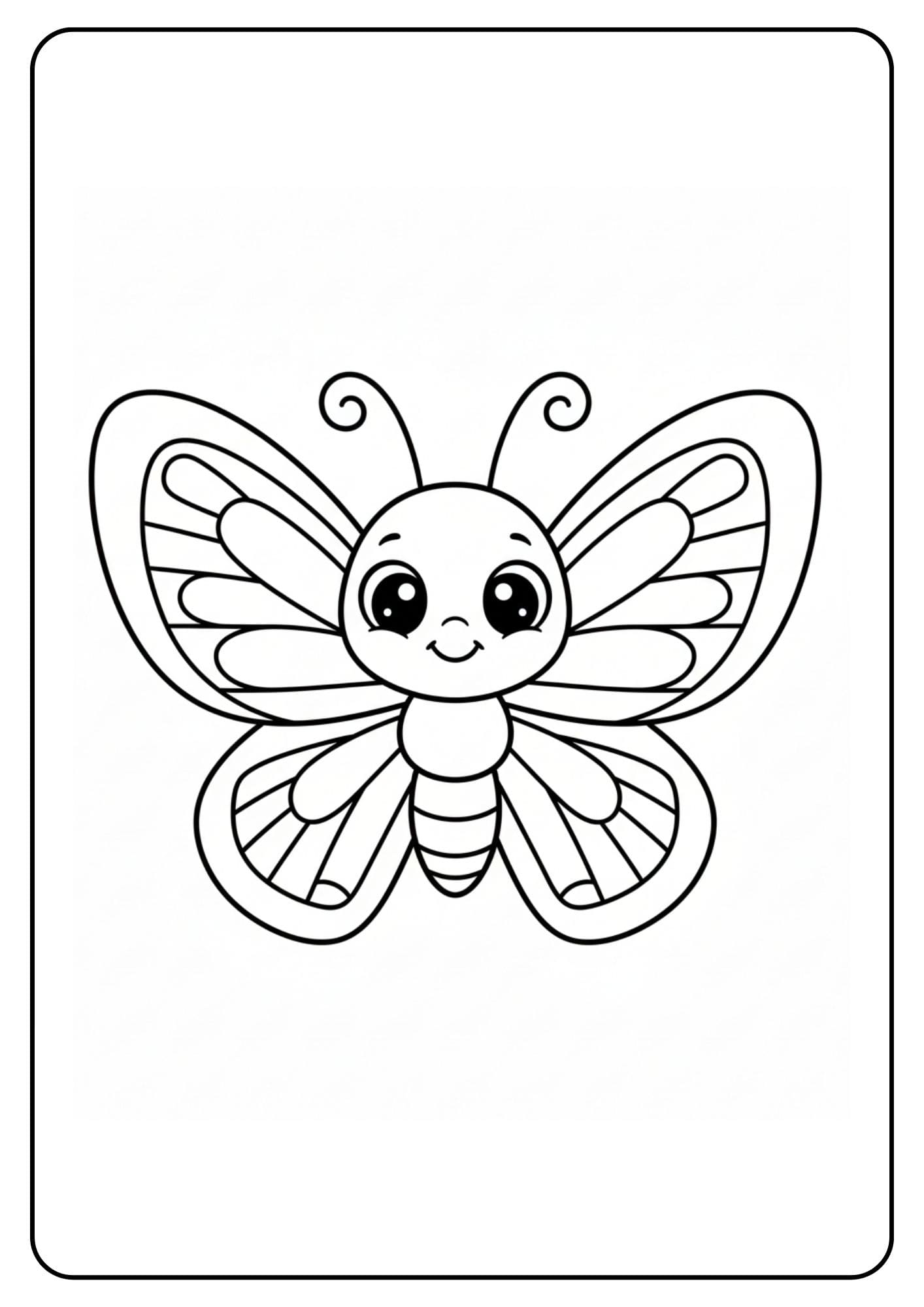 Smiling Cute Butterfly Coloring Page
