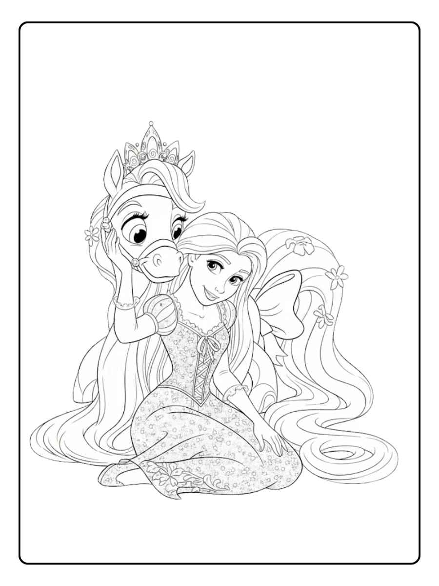 Smiling Rapunzel Coloring Page