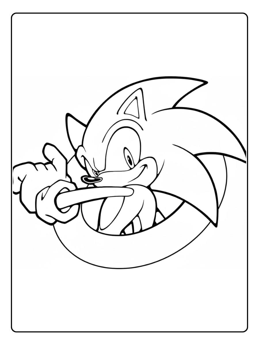 Smiling Sonic with Ring Coloring Pages