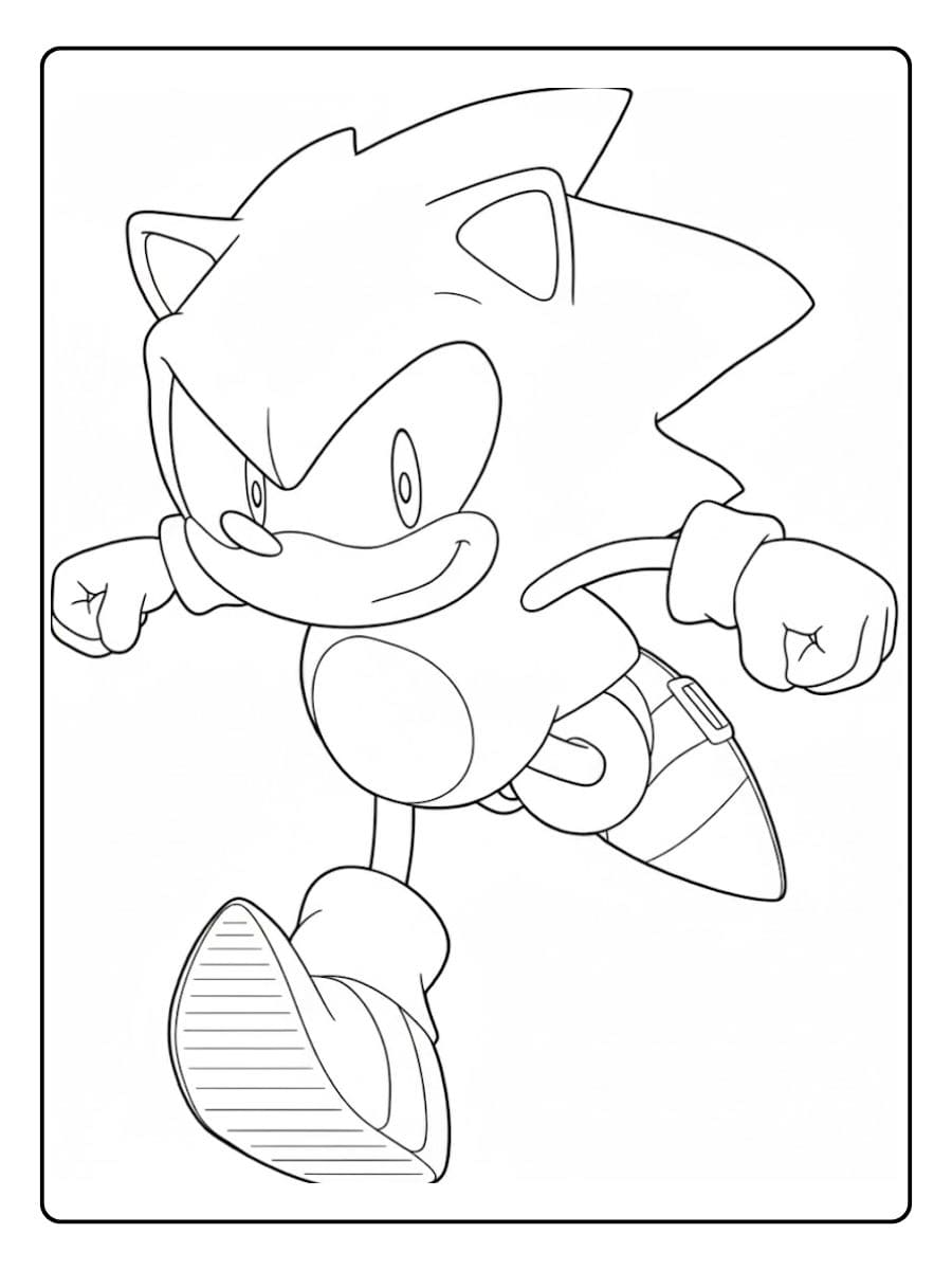 Sonic Coloring Pages Angry Sonic in Full Speed
