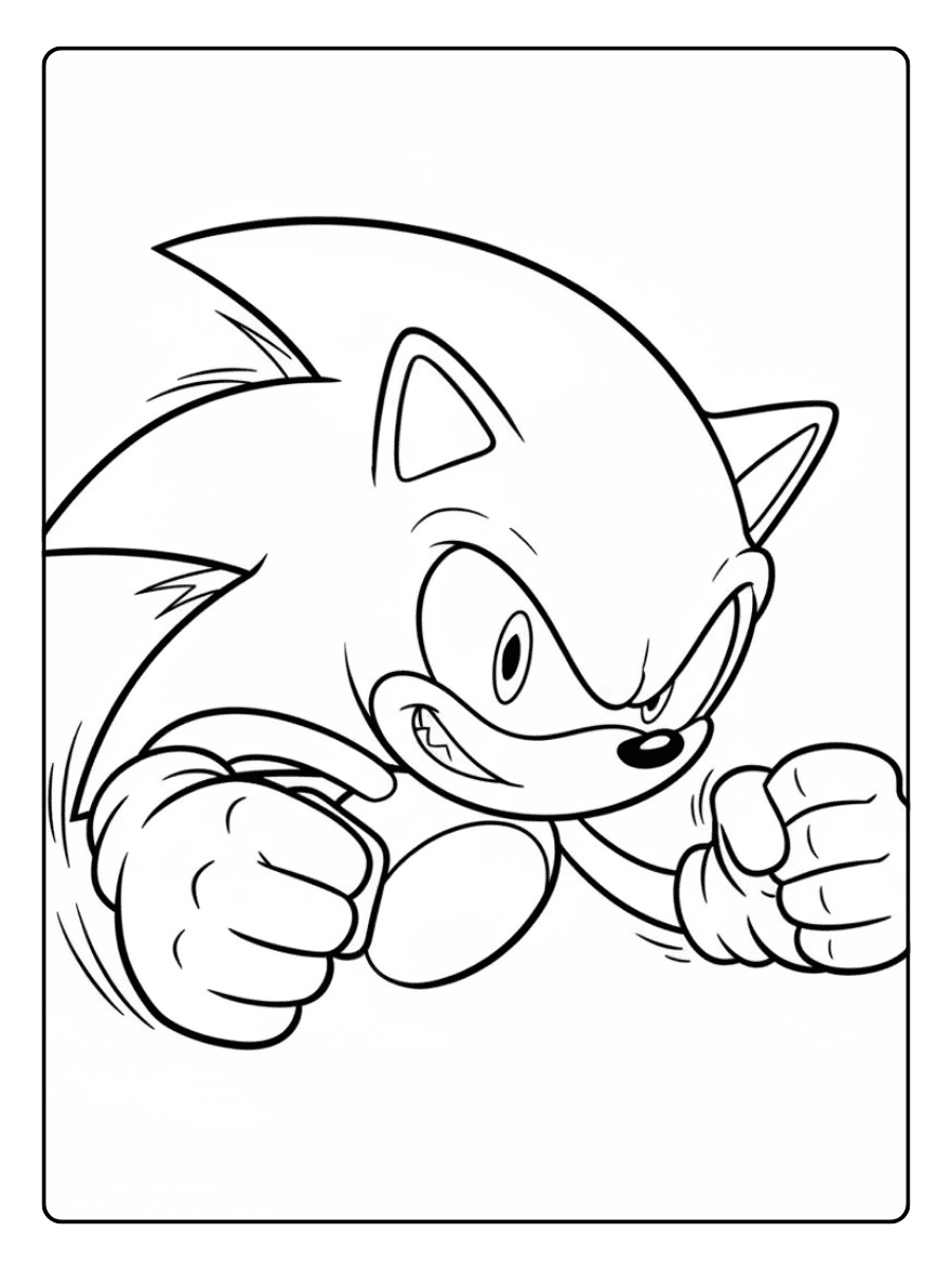Sonic Coloring Pages – Sonic Action Close Up