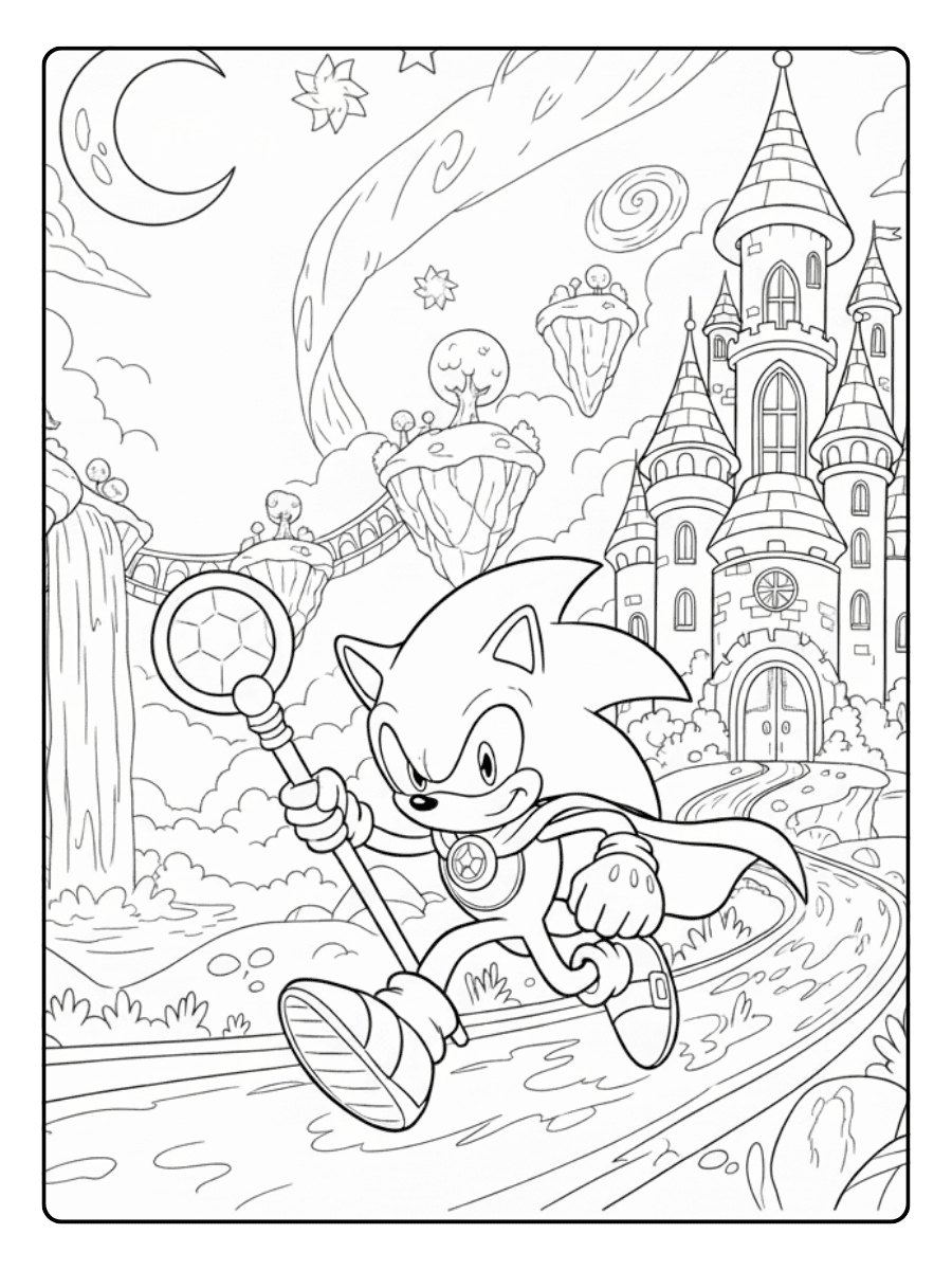 Sonic Coloring Pages – Sonic Fantasy Scene