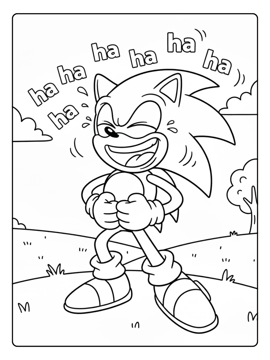 Sonic Coloring Pages – Sonic Laughing