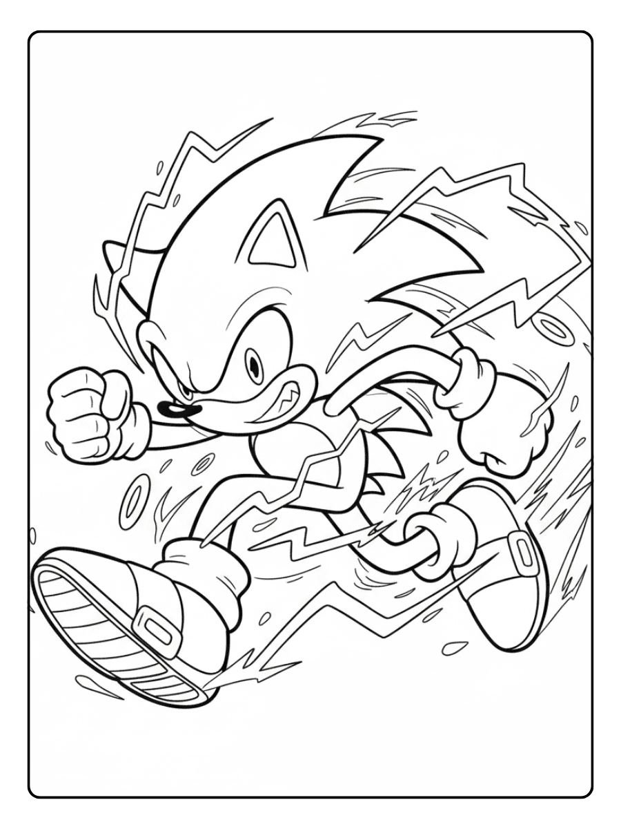Sonic Coloring Pages – Sonic Lightning Speed