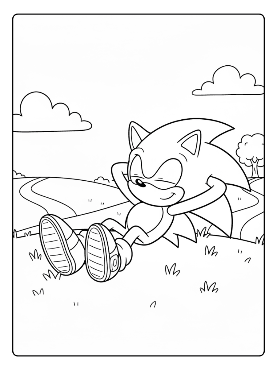 Sonic Coloring Pages – Sonic Relaxing Pose