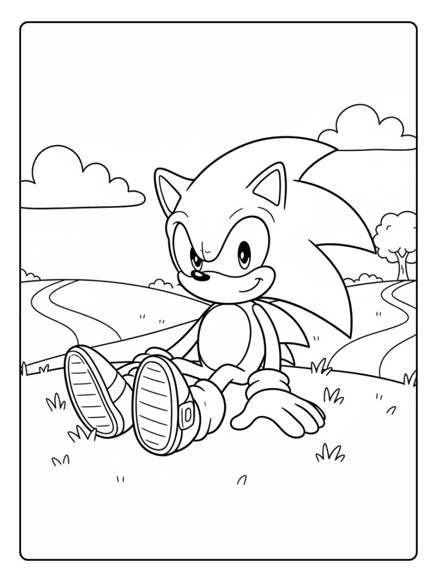 Sonic Coloring Pages – Sonic Sitting Pose