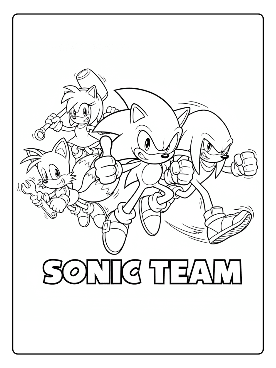 Sonic Coloring Pages – Sonic Team Pose
