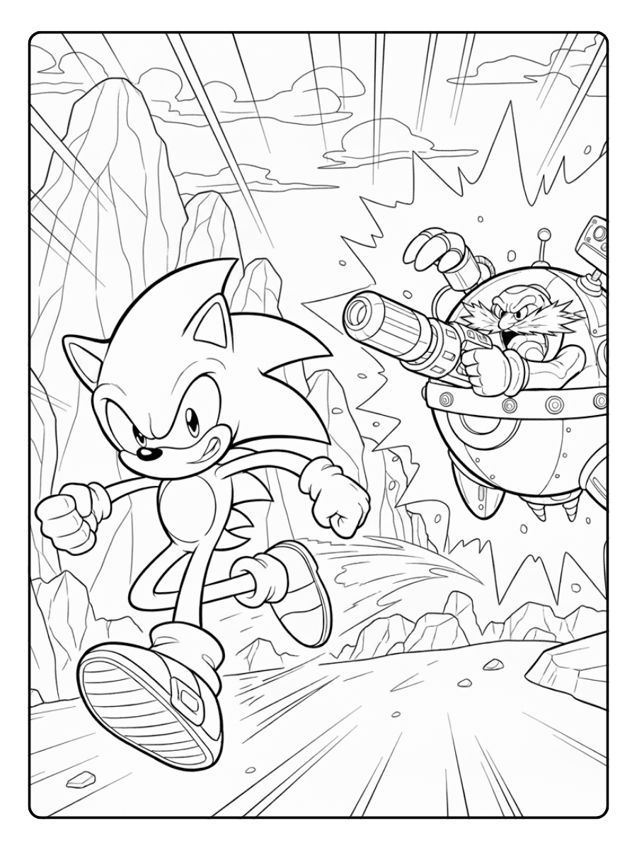 Sonic Coloring Pages – Sonic vs Dr Eggman