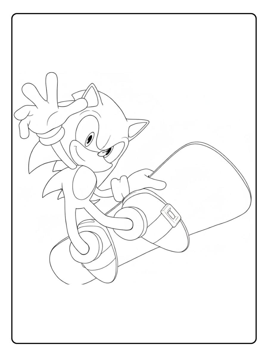 Sonic on Skateboard Sonic Coloring Pages
