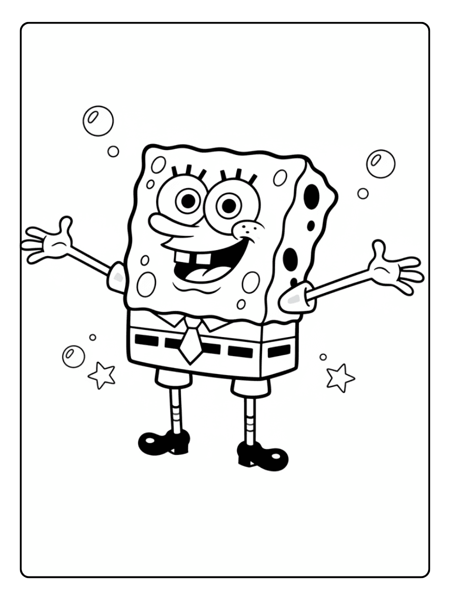 SpongeBob Coloring Pages – Smiling SpongeBob