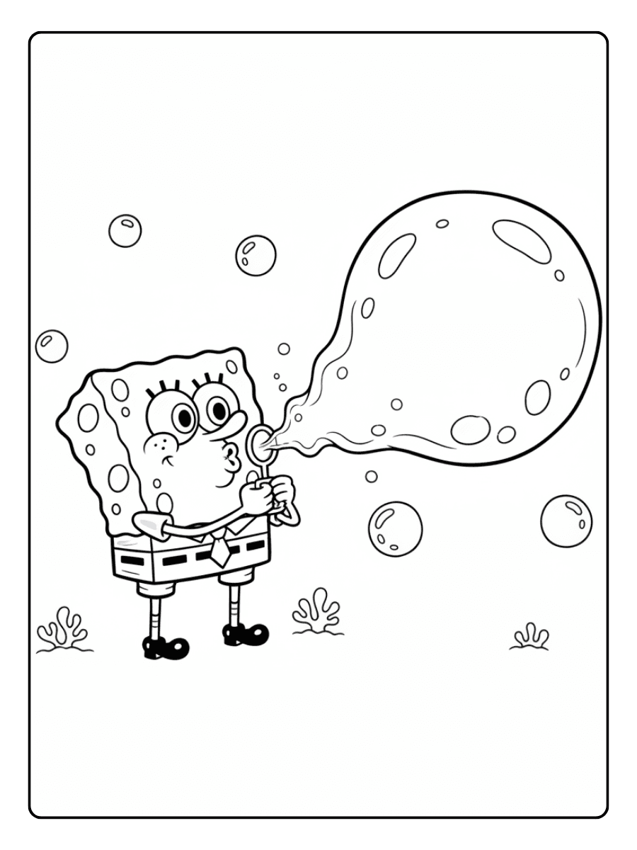 SpongeBob Coloring Pages – SpongeBob Bubble Blowing