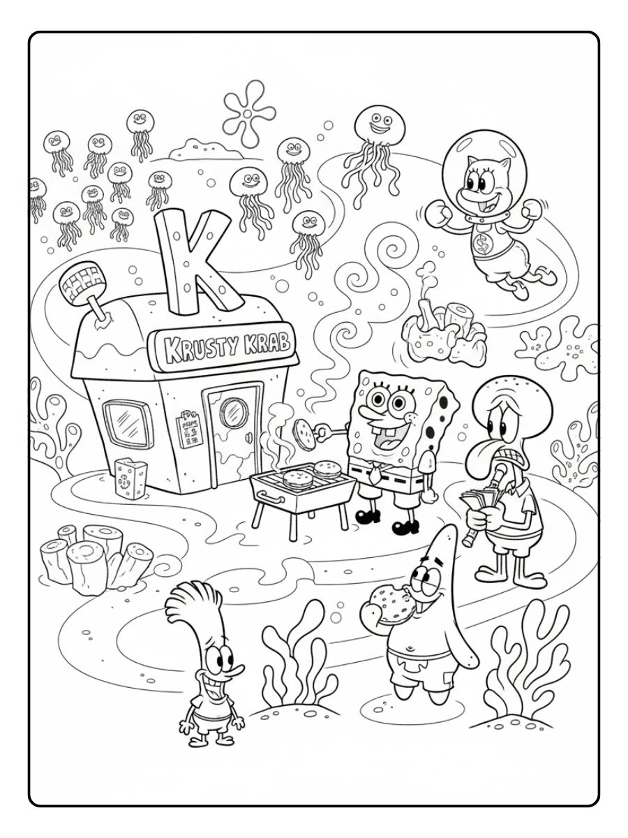 SpongeBob Coloring Pages – SpongeBob Cartoon World