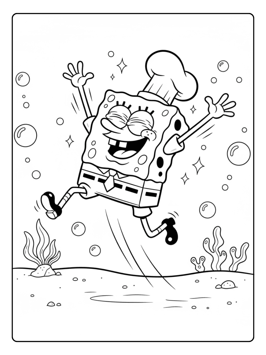 SpongeBob Coloring Pages – SpongeBob Jumping