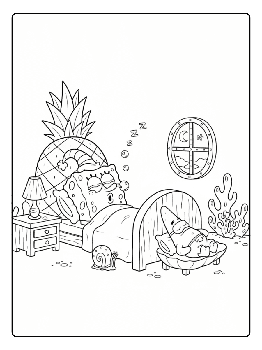 SpongeBob Coloring Pages – SpongeBob Sleeping
