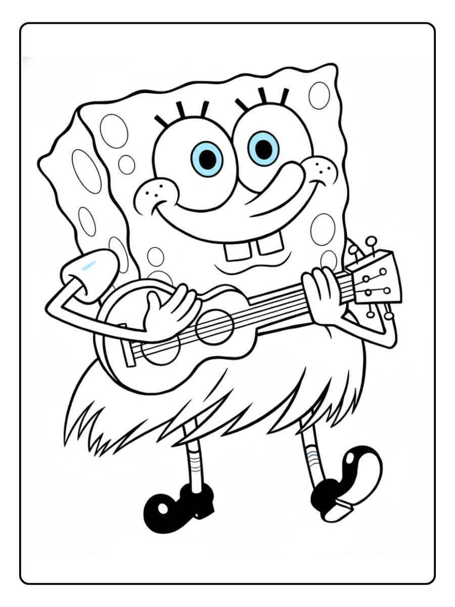 Spongebob Coloring Pages Ukulele Fun
